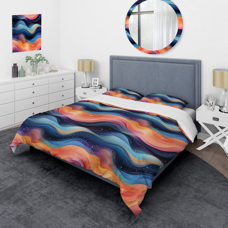 Literie à motif galaxie Celestial Dreams, Housse de couette pour grand lit et 2 taies décor