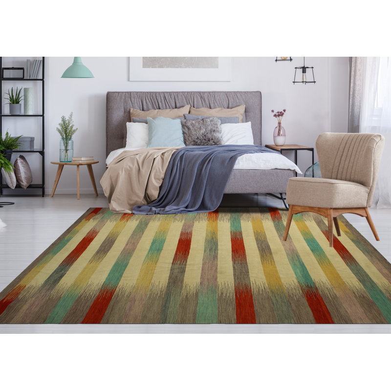 Tapis unique en laine noué à la main de 9 pi 11 po x 13 pi 10 po Jamariun
