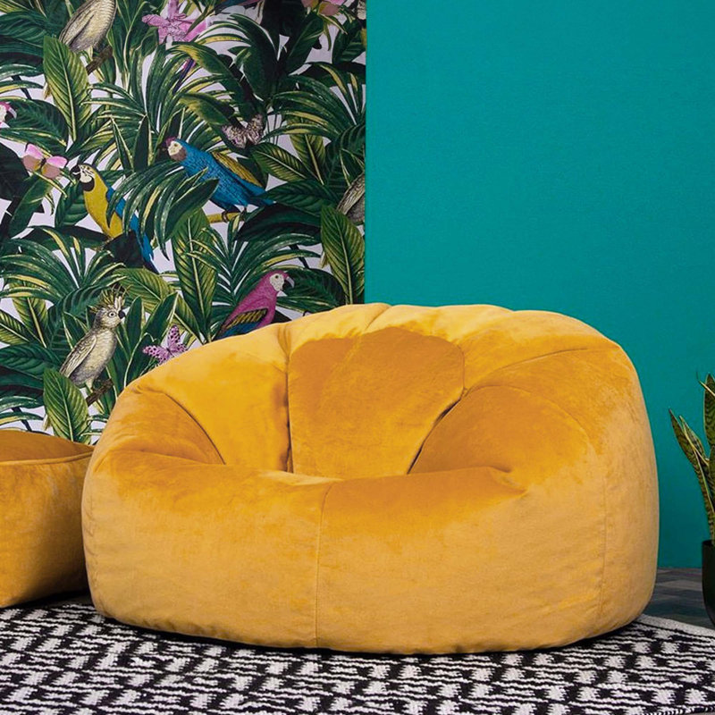 Kingston Velvet Classic Bean Bag, Ochre Yellow