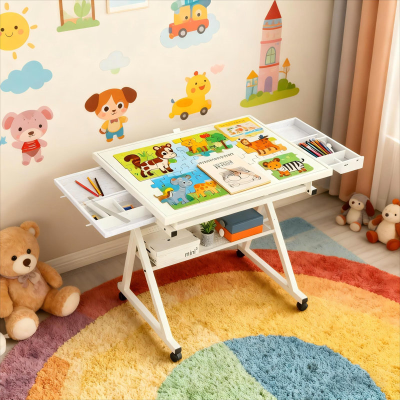 Table en métal avec 4 plateaux et casse-tête