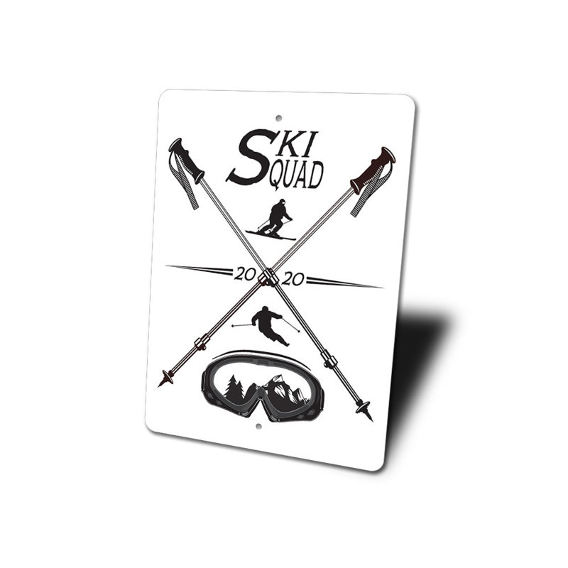 Panneau en aluminium Ski Squad, H 18 po x l 12 po x P 0,06 po