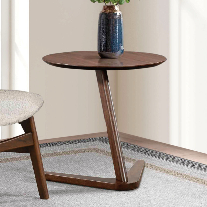 Table d'appoint moderne de style Mid-Century moderne en noyer massif