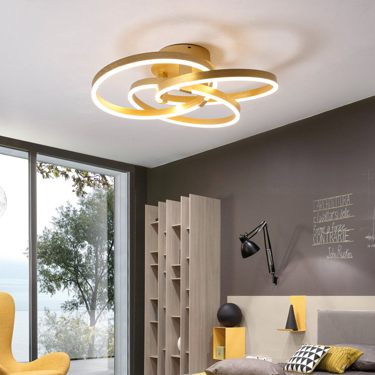 Shawntae 3-Light LED 50W Modern Flush Mount Ceiling Fixture Remote Dimmable