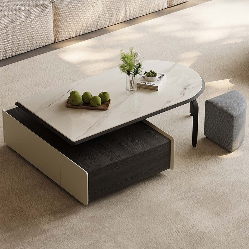 Image de la table basse en bois massif et manufacturé
