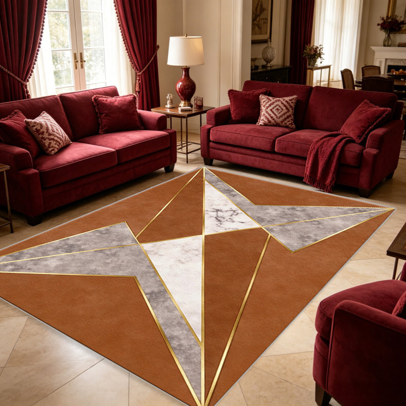 Rust Marble Star carpet-easy to clean, machine-washable, soft and comfortable; suitable for door mats, kitchens, living rooms, bedrooms, corridors, and laundry areas. Easy to clean, durable carpet for home decoration.