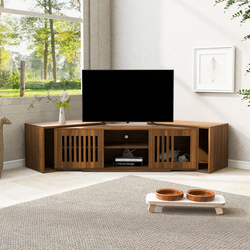 Meuble télé Mid-Century Morden en noyer avec table extensible