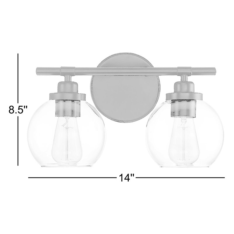 Éclairage pour meuble-lavabo Hegland, Noir mat, Deux lumières, 8.5" H x 14" W x 14" D