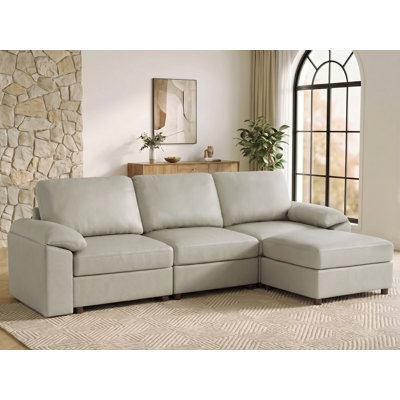 Marybelle Modern Modular Sectional Sofa With Ottoman, Convertible U-Shaped PU Leather Couch Collection
