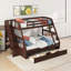 Lit superposé simple au-dessus de double avec tiroirs, échelle et escalier de rangement, cadre de lit en bois, aucun sommier nécessaire-576215534