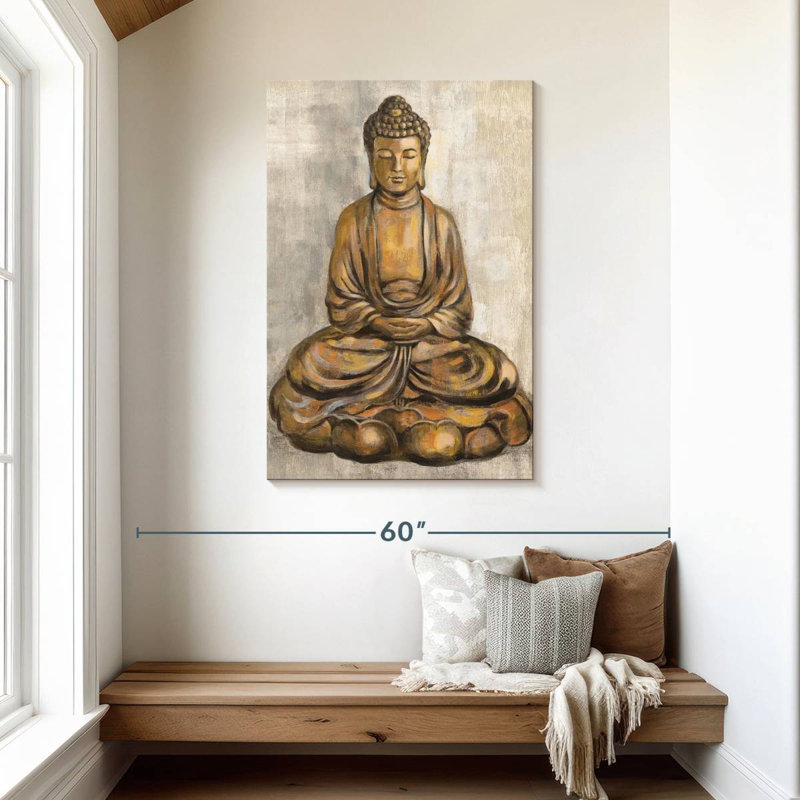 Bouddha en bronze Leisha, H 45 po x l 30 po