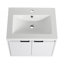 Meuble-lavabo de salle de bain avec lavabo en résine, 2 portes à fermeture douce et 1 armoire latérale