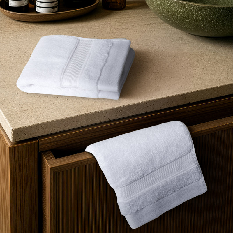 Essuie-mains 100% coton de qualité supérieure, 2 paquets, 700 g / m², ultra doux et absorbant, White, 2 Packed