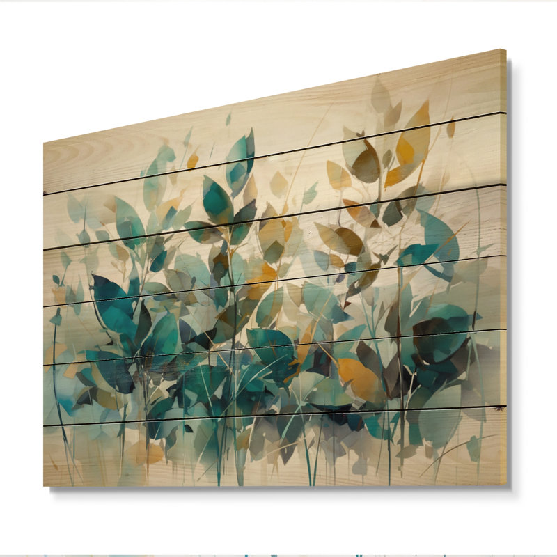 Feuillage vert I sur bois, H 10 po x l 20 po x P 0,78 po
