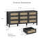 Commode à 3 tiroirs de 80 cm de large pour chambre à coucher, commode de rangement en rotin - Noir-638581440-697983595