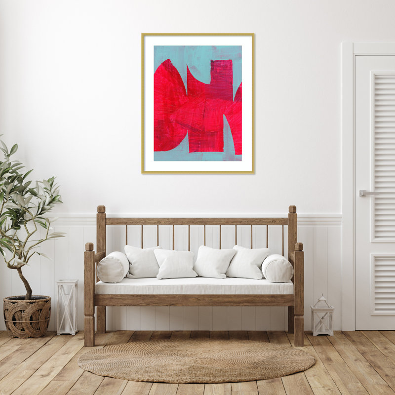 «Magenta Ribbon I» par Cartissi, reproduction d'art encadrée sur bois, H 41 po x l 33 po