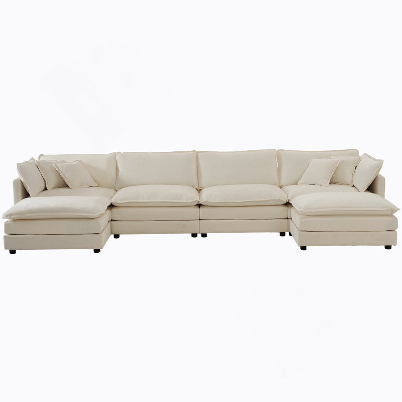 Canapé modulaire polyvalent en forme de U avec méridienne réversible et repose-pieds supplémentaires pour un confort ultime