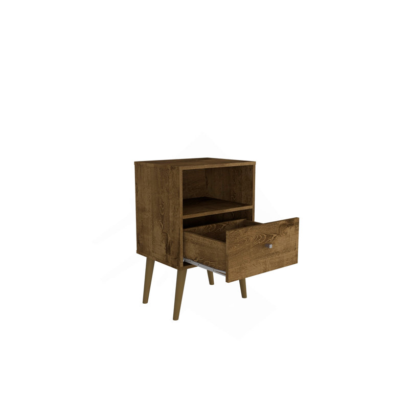 18" Nightstand in Rustic Brown (1-Drawer), Rustic Brown