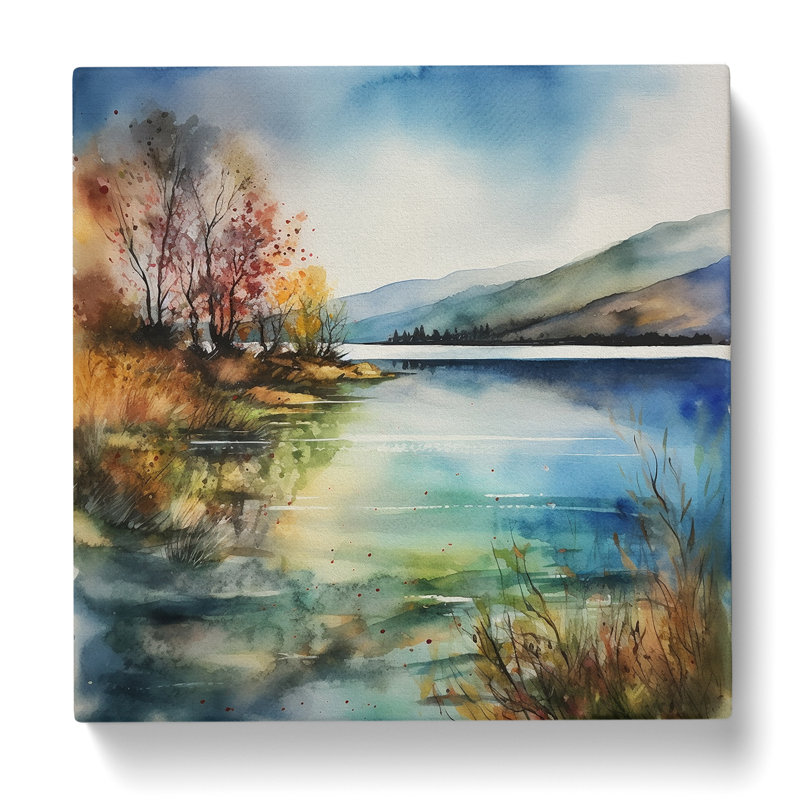Lake Watercolour No.6 - Wrapped Canvas, 50cm H x 50cm W x 3cm D