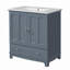 Meuble-lavabo 30 po avec lavabo en céramique, meuble-lavabo à cadre en bois massif avec tablette réglable, tiroir avec cloison-1048531095
