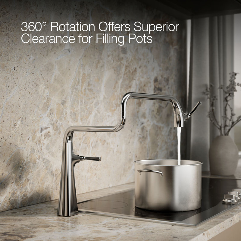 Graze Deck-Mount Pot Filler Faucet, Polished Chrome