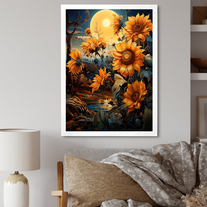 Tournesols enchantés I, Cadre photo blanc, H 20 po x l 12 po x P 1 po