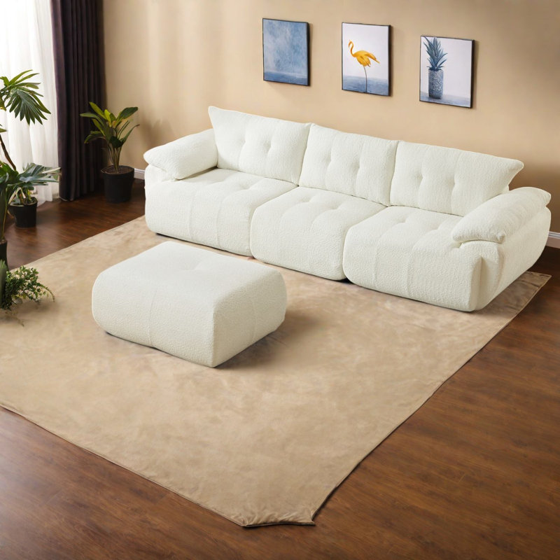 Canapés modulaires Inch, canapé nuage 3 places en chenille, beige moderne pour la maison