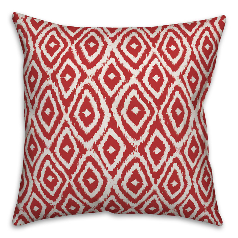 Geometric Throw Pillow, 18" x 18", Red/White