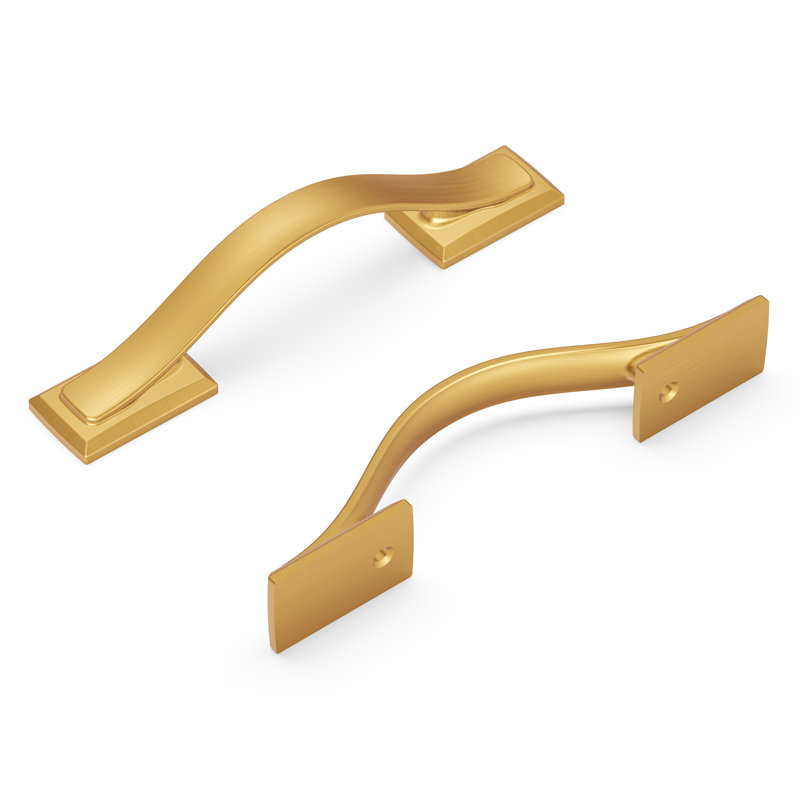 Dover Kitchen Cabinet Handles, Solid Core Drawer Pulls for Cabinet Doors, Brushed Golden Brass, 3"