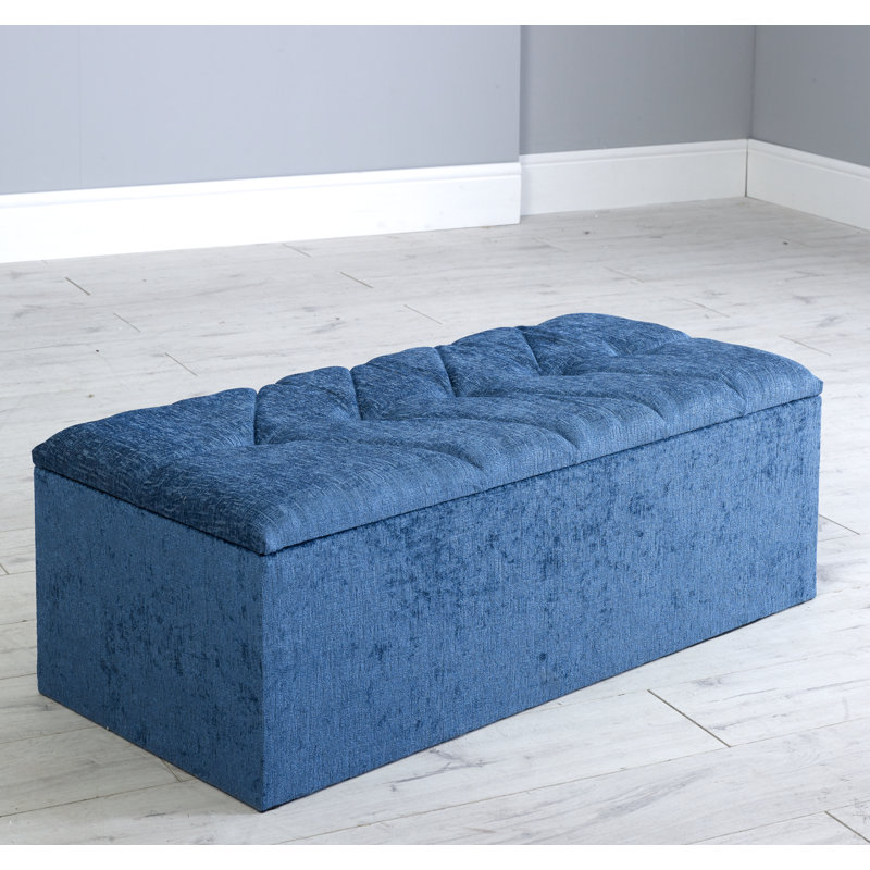 Raelyn 102cm Wide Velvet Tufted Rectangle Solid Colour Ottoman with Storage, Coffee