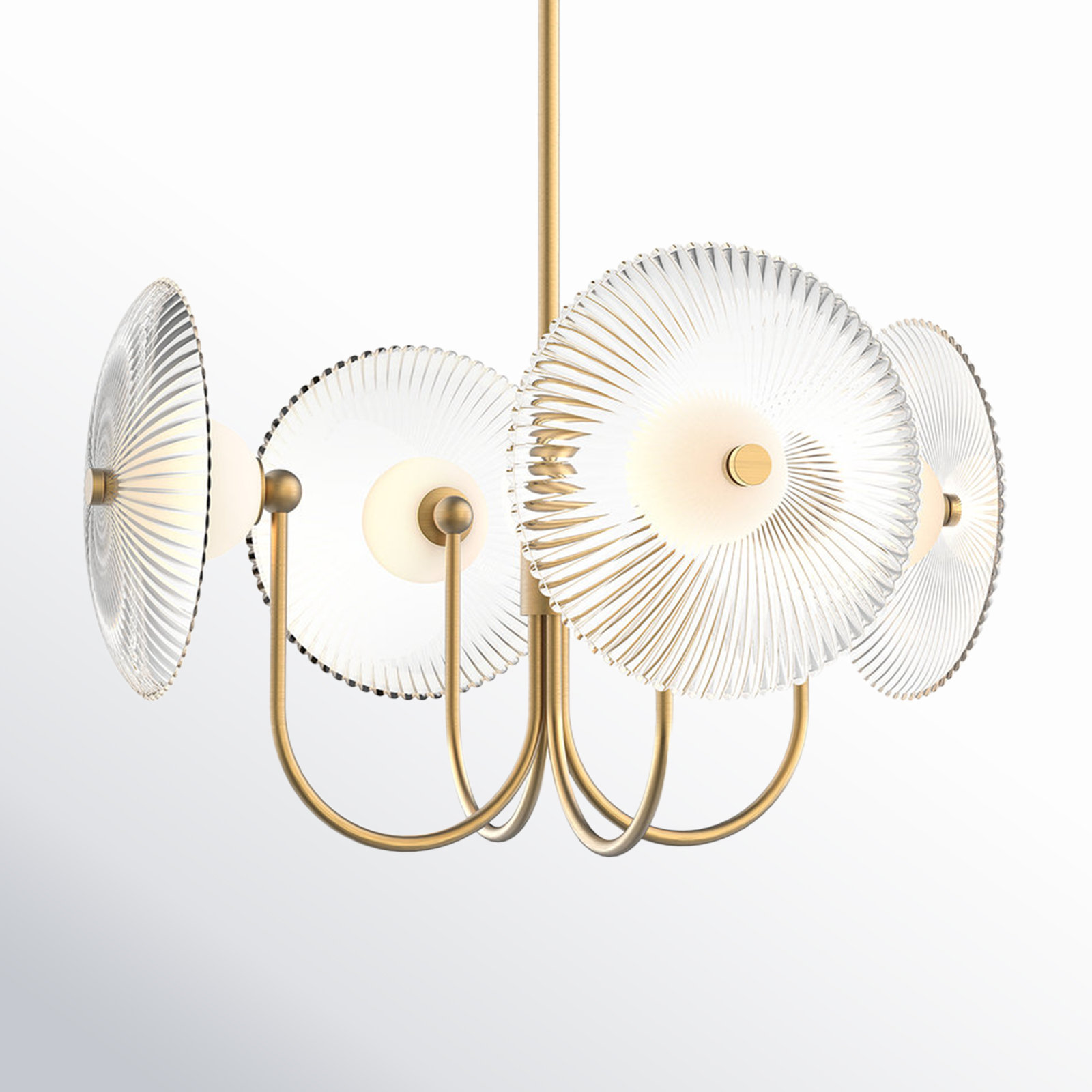 4 - Light Steel Dimmable LED Geometric Chandelier, Brushed Gold