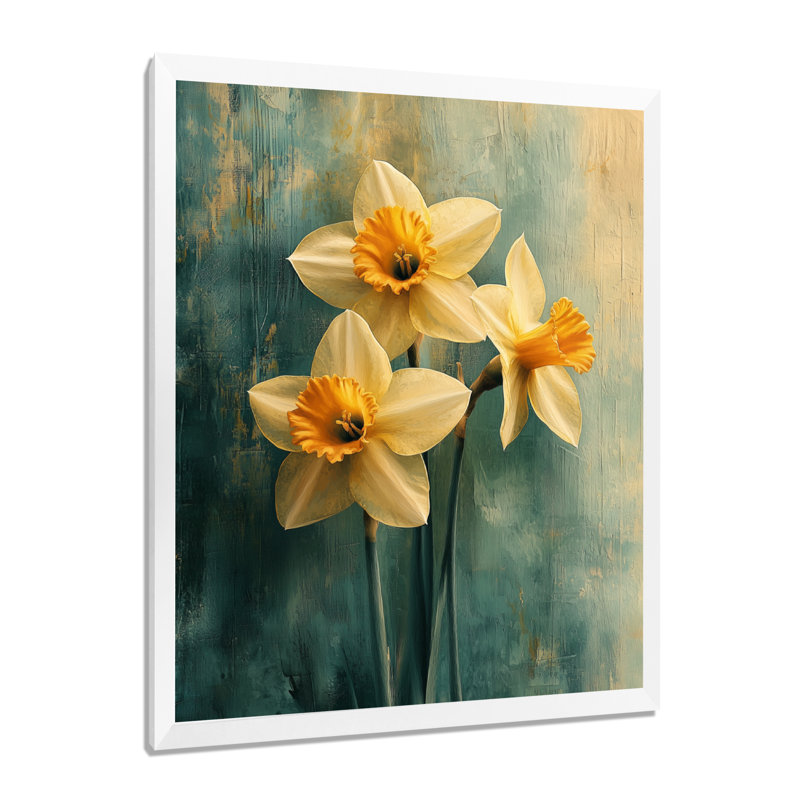 Hayton - décoration murale florale, H 44 po x l 34 po, Blanc, Picture Framed