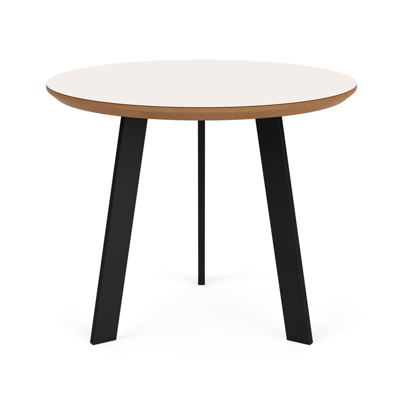 Waterfall Waiting Reception End Table Metal Frame High Pressure Laminate Top, Black, Cloud White