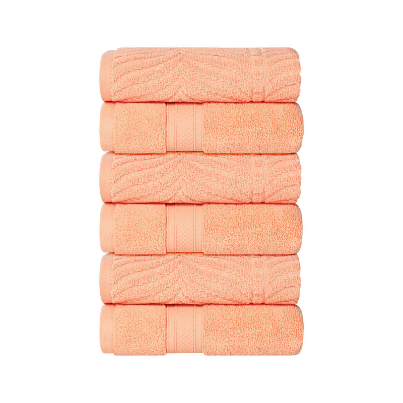 Débarbouillette en coton jacquard Fruitville, Pêche