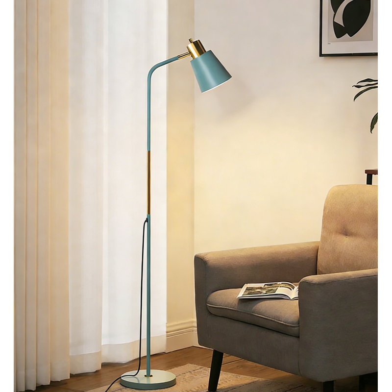 Floor Lamp,Reading Standing Floor Lamp, Adjustable Metal Heads, LED Bulb Included, Green