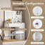 Coiffeuse en bois blanc avec miroir et 3 modes d'éclairage: plateau en verre et station de charge: l 35,4 po x P 15,7 po x H 53,9 po