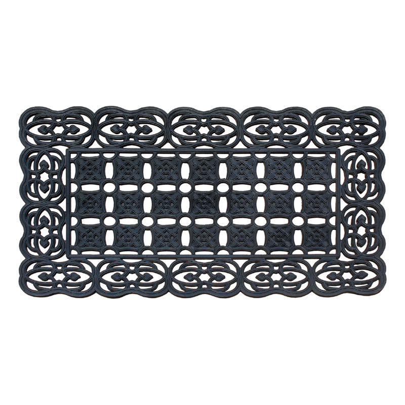 Dawesville Decorative Design Indoor Outdoor Durable Rubber Doormat 22X37, Black