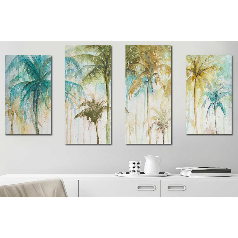 "Watercolor Palms" par Patricia Pinto, ensemble de 4 reproductions sur toiles, H 30 po x l 56 po x P 1 po