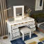 Bureau de coiffeuse 7 tiroirs avec miroir, lumières et tabouret-142249729