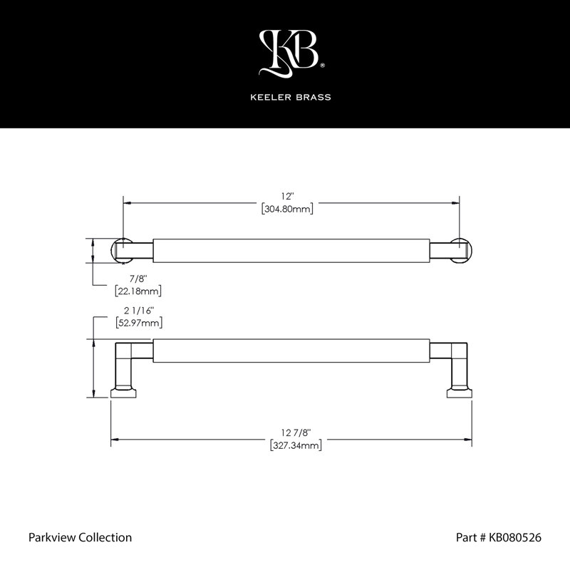 Parkview Collection Appliance Pull - Cabinet Pull - Transitional Hardware for Drawers & Cabinets, Antique Brass, 12"