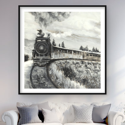 Steam Engine Train Contemporary Framed Print for Home Decor