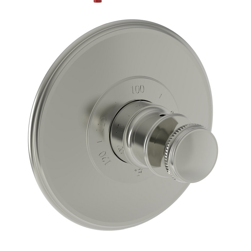 Ithaca 3/4" Round Thermostatic Trim Plate With Handle, Polished Nickel