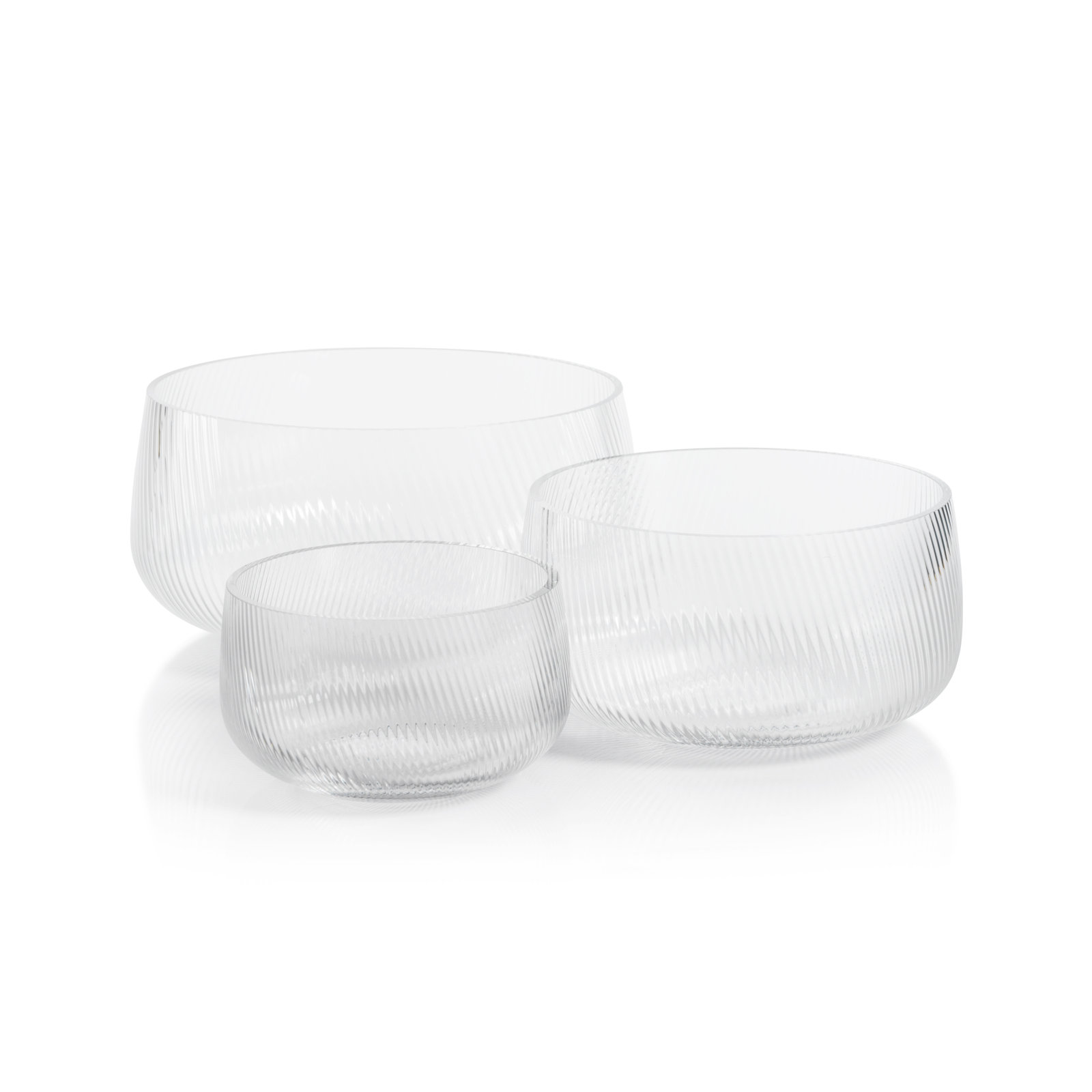 Jinane Rippled Glass Serving Bowl, 4.25" H x 8.5" W