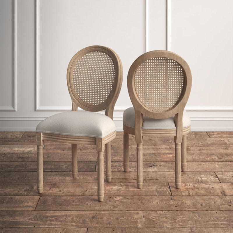 Amando 19.7'' H Upholstered Side Chair, Beige, Oak Wood