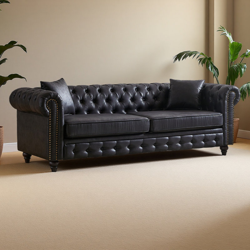Canapé Chesterfield 85,5 po, Noir