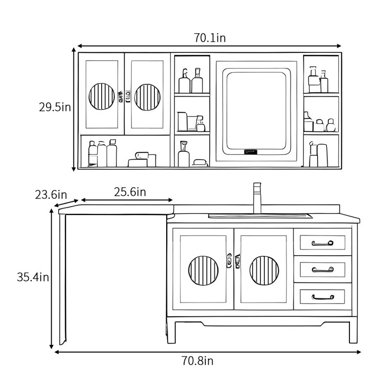 Armoire de salle de bain chinoise rétro