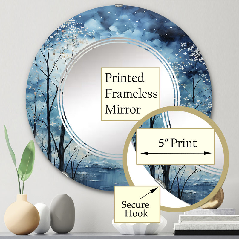 Selyan - Miroir mural floral rond, 24 po x 24 po