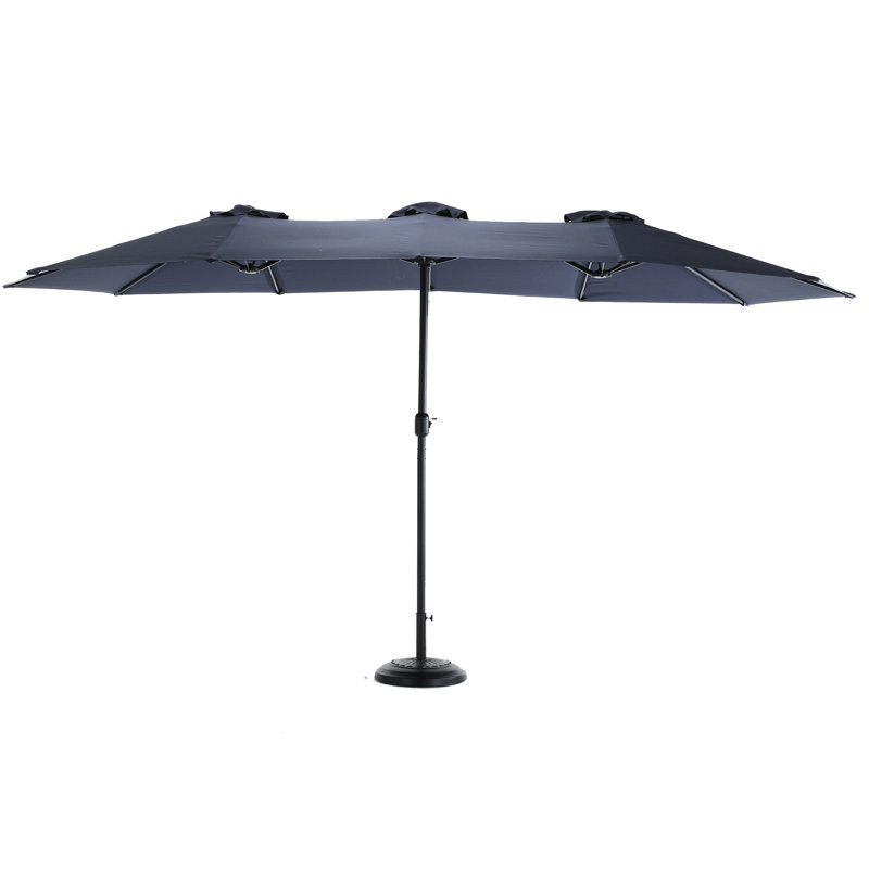 14.8 Ft Double Sided Patio Umbrella - Navy Blue. 100% Fabric, Construction. Crank Operation For Garden And Poolside Sun Protection Steel Frame, 180G Fabric. Easy Backyard, Pool Shade