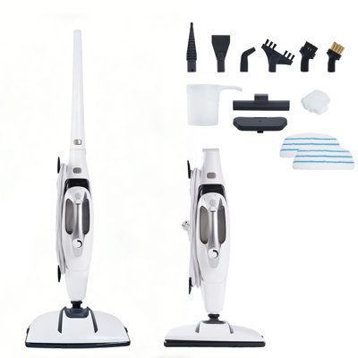 10-in-1 1550W Fast Heat Steam Mop  with Detachable Handheld Steamer for Multi-Surface Home Cleaning，silver