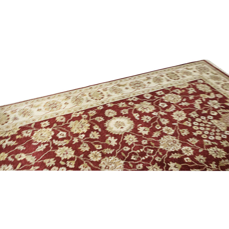 High-Quality Hand-Knotted Red And Beige Area Rug