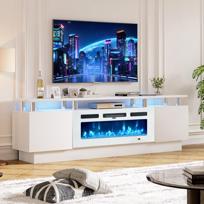 Kappenne Adjustable TV Stand for TVs up to 70" with 2 Storage Cabinets and RGB LED Lights